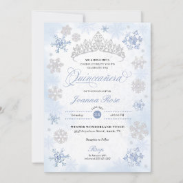 Invitation Blue Winter Wonderland Snowflake Quinceanera