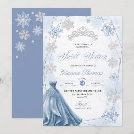 Invitation Blue Winter Wonderland Snowflake Sweet 16