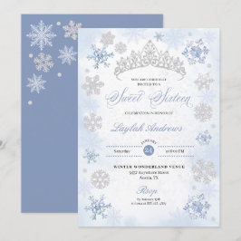 Invitation Blue Winter Wonderland Snowflake Sweet 16