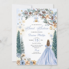 Invitation Blue Winter Wonderland Snowflake Sweet sixteen
