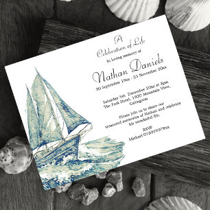 Invitation Blue Yacht Celebration of Life Card