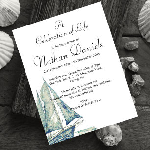 Invitation Blue Yacht Celebration of Life Card