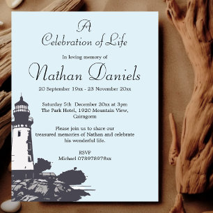 Invitation Blue Yacht Celebration of Life Card