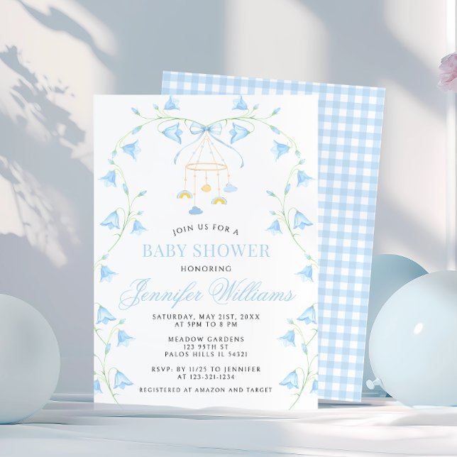Invitation Bluebell Blue Spring Flower Baby Boy Douche (Créateur téléchargé)