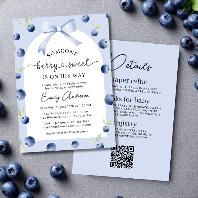 Invitation Blueberry Berry Sweet All in One Boy Baby shower (Créateur téléchargé)