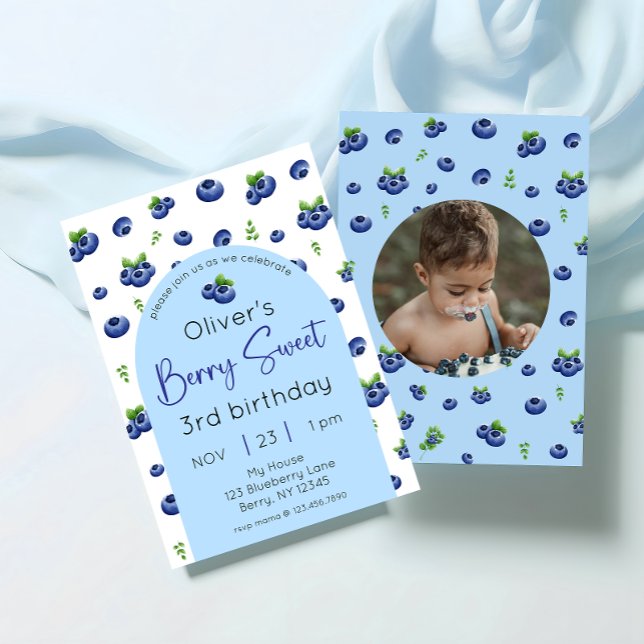 Invitation Blueberry Berry Sweet Birthday Photo (Créateur téléchargé)