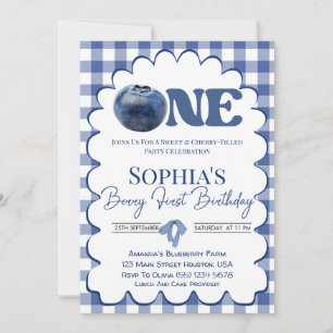 Invitation Blueberry Berry Sweet Girl 1er Anniversaire