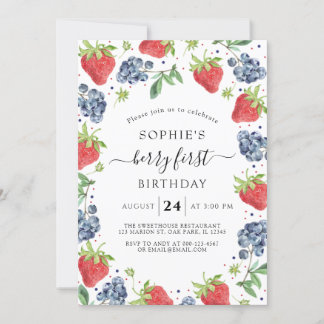 Invitation Blueberry fraise Sweet Berry Premier anniversaire