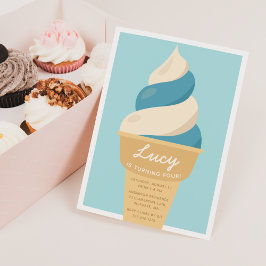 Invitation Blueberry Swirl Ice Cream Cone Anniversaire de enf