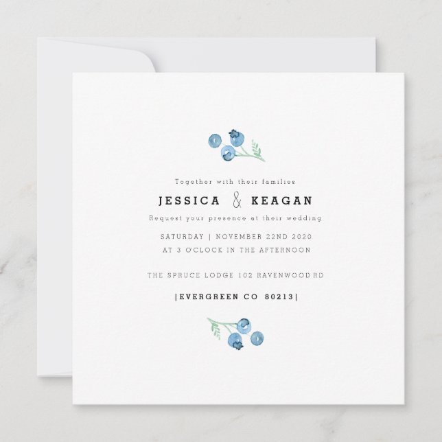 Invitation Blueberry Trio Aquarelle Mariage Inviter (Devant)