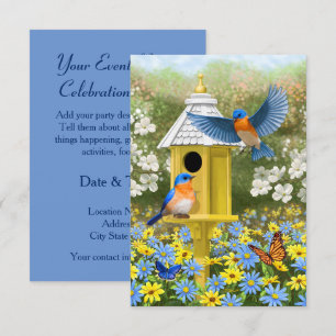 Invitation Bluebirds et Hexagon Birdhouse Blue