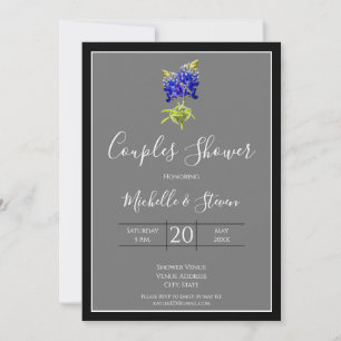 Invitation Bluebonnets du Texas sur gris foncé, printemps, co