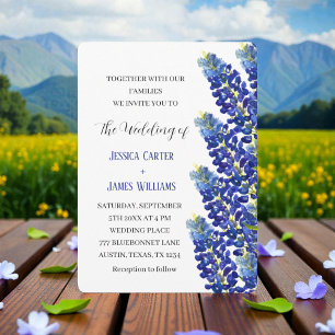 Invitation Bluebonnets Texas Blue Watercolor Mariage Floral
