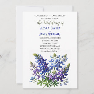 Invitation Bluebonnets Texas Blue Watercolor Mariage Floral