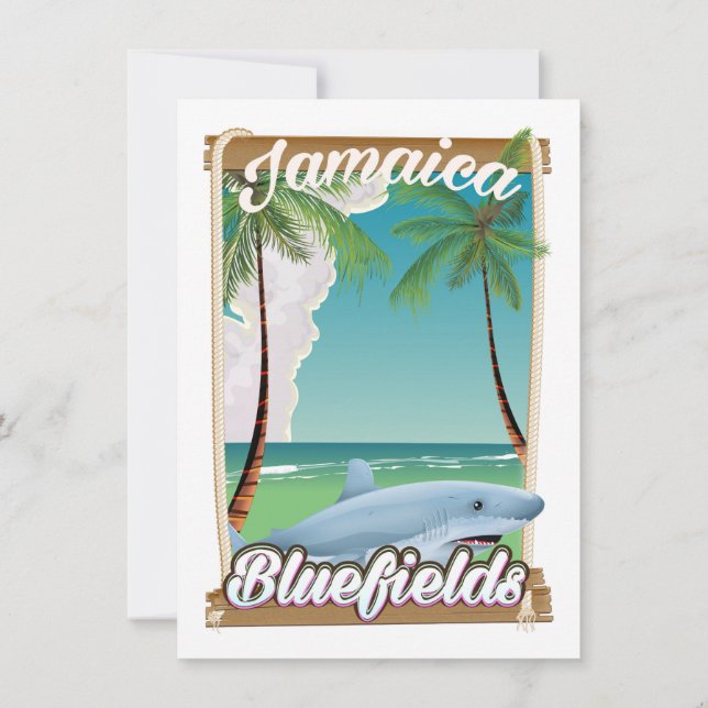 Invitation Bluefields, affiche de vacances à la plage en Jama (Dos)