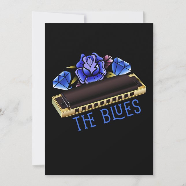 Invitation Blues Harmonica Music Son Jazz Acoustique Cadeau (Devant)