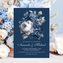 Blues modernes et Mariage floral gris