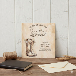 Invitation Blush and Boots 40th Rodeo Birthday Party