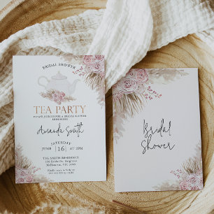 Invitation Blush Boho Floral Tea Party Fête des mariées