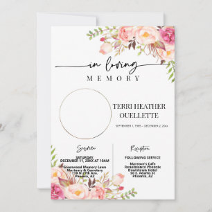 Invitation Blush Boho Photo Funeral Service