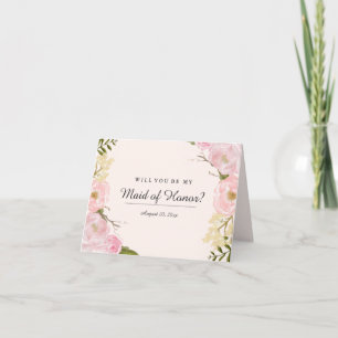 Invitation Blush Botanical Will You Be My Maid of Honor Card