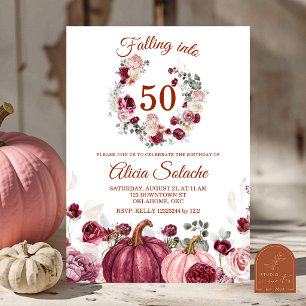 Invitation Blush Bourgogne Citrouille Tomber dans l'anniversa