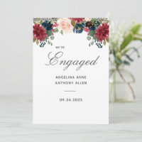 Blush Bourgogne Floral Rose Gold Accents Fiançaill