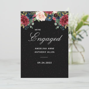 Invitation Blush Bourgogne Floral Rose Gold Accents Fiançaill