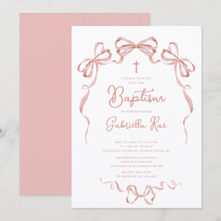Invitation Blush Bow Girl Baptism