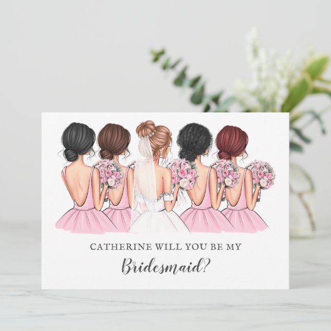 Invitation Blush Bride Best friend Will You Be My Bridesmaid (Debout devant)