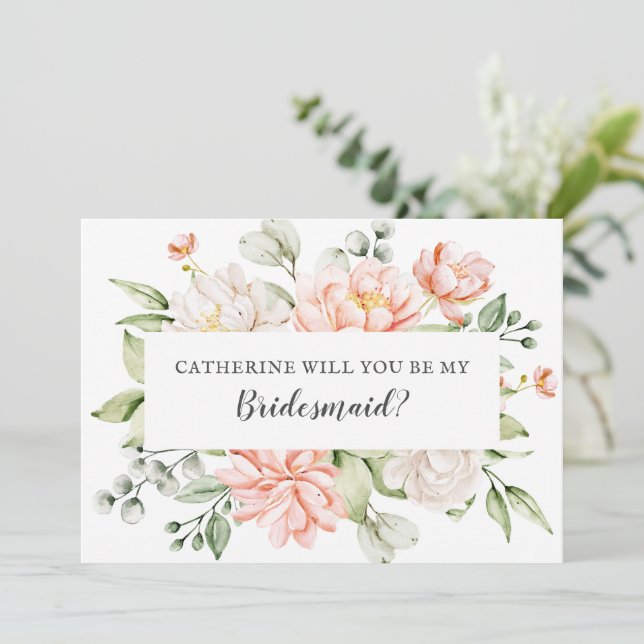 Invitation Blush Bride Best friend Will You Be My Bridesmaid (Debout devant)