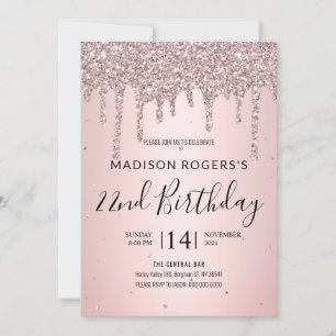 Invitation Blush bronze jeune fille parties scintillant