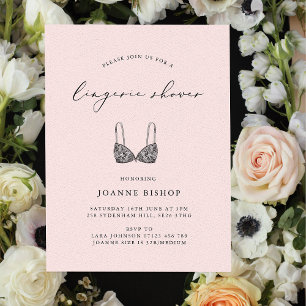 Invitation Blush Calligraphy Lingerie Fête des mariées