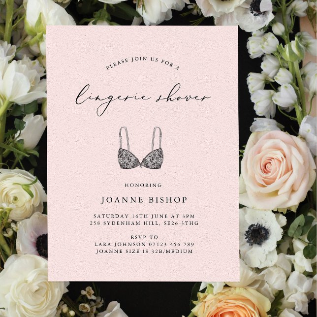 Invitation Blush Calligraphy Lingerie Fête des mariées (Créateur téléchargé)