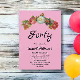 Invitation Blush Country Roses Floral Elégant 40e anniversair