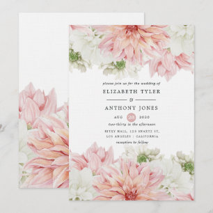 Invitation Blush Dahlias Floral Mariage
