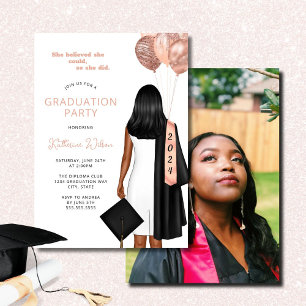 Invitation Blush Elle Croyait Photo Graduation Party