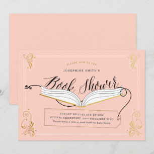 Invitation Blush et Gold Storybook Baby shower personnalisé c