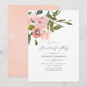 Invitation Blush et Rose Gold Floral Bachelorette Party