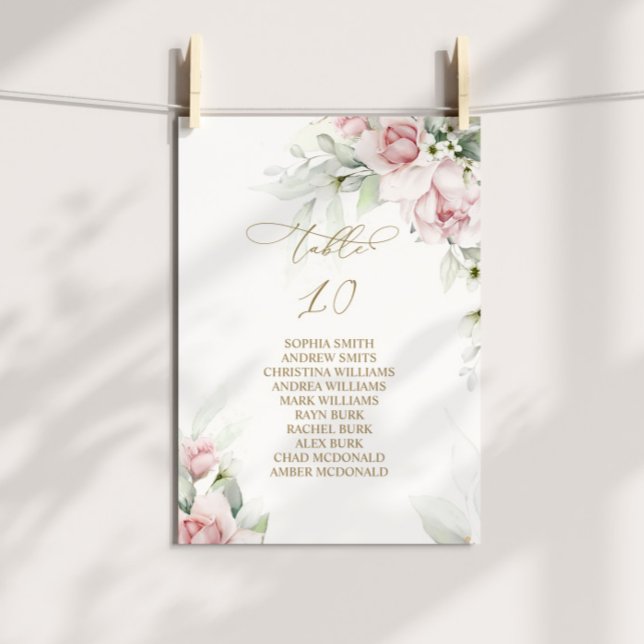 Invitation Blush & Eucalyptus Tableau Numéro 10 Tableau de si (Créateur téléchargé)