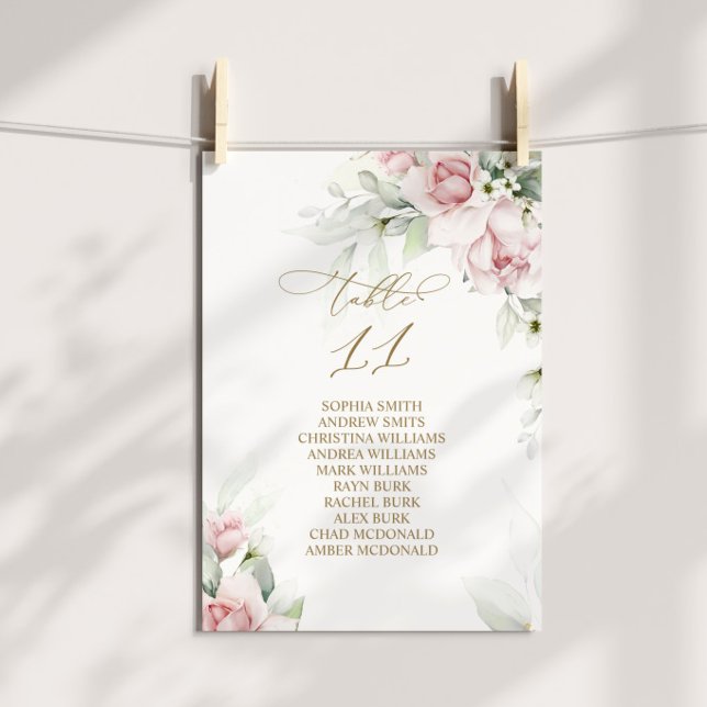 Invitation Blush & Eucalyptus Tableau Numéro 11 Tableau de si (Créateur téléchargé)