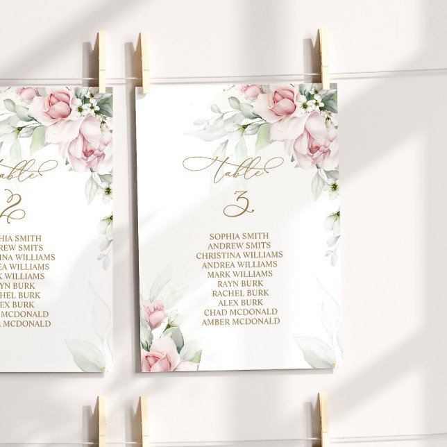 Invitation Blush & Eucalyptus Tableau Numéro 3 Tableau de siè (Créateur téléchargé)