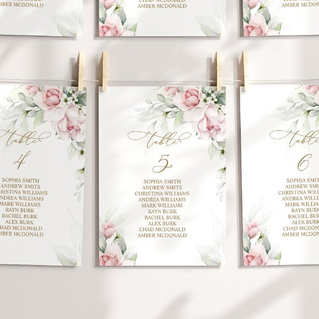 Invitation Blush & Eucalyptus Tableau Numéro 5 Tableau de siè (Créateur téléchargé)
