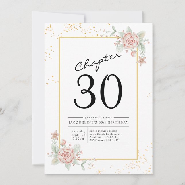Invitation Blush Floral 30e anniversaire (Devant)