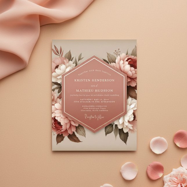 Invitation Blush Floral Bloom Wedding (Créateur téléchargé)