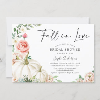 Invitation Blush Floral Citrouille tomber dans la Fête des ma