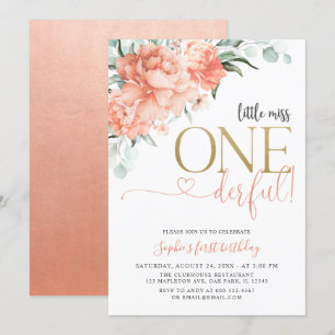 Invitation Blush Floral Little Miss Onederday 1er anniversair