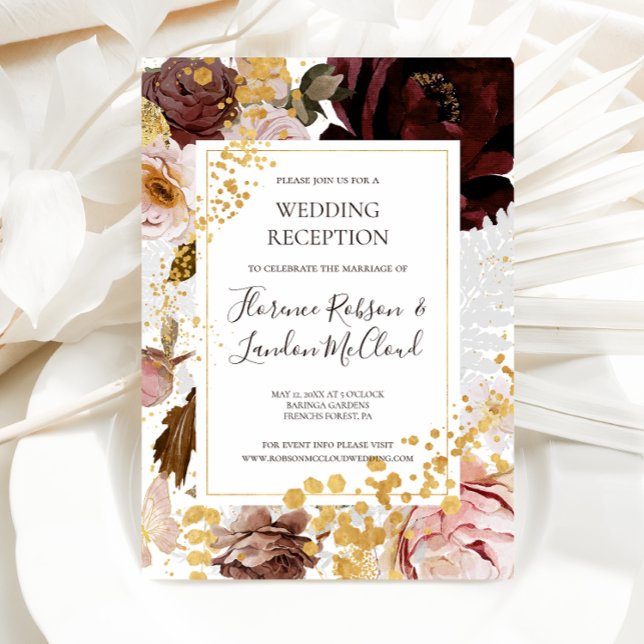 Invitation Blush Floral Moderne | Réception de Mariage (Créateur téléchargé)