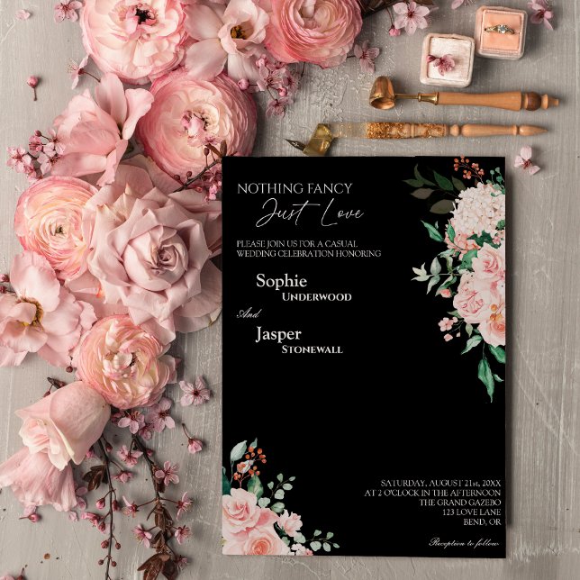 Invitation Blush Floral Noir Rien de fantaisie Juste Amour Ma (Créateur téléchargé)