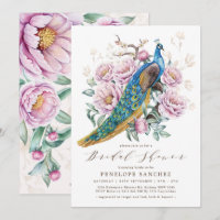 Blush Floral Peacock Chinoiserie Fête des mariées